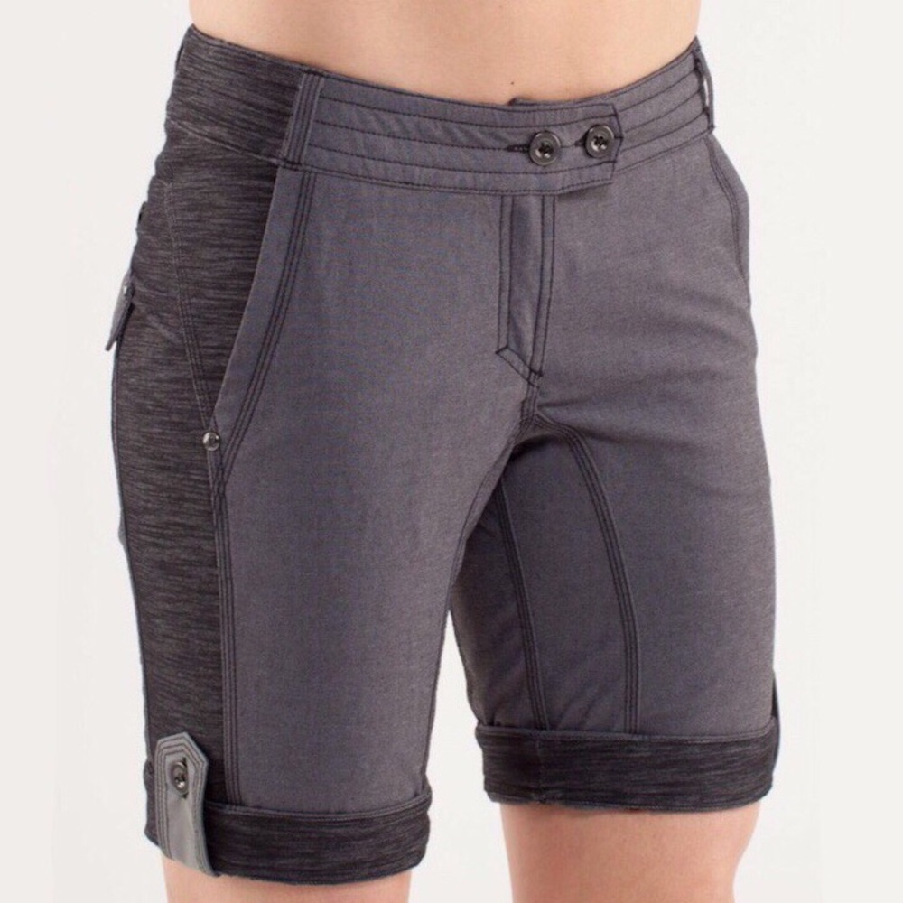 LULULEMON Ride On Shorts grey + black slub sz 10